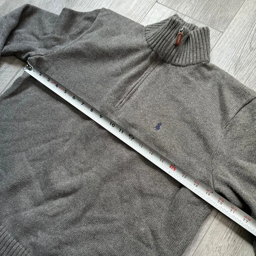 Polo Ralph Lauren Knit Gray 1/4 Zip Pullover Sweater Men's M Blue Pony